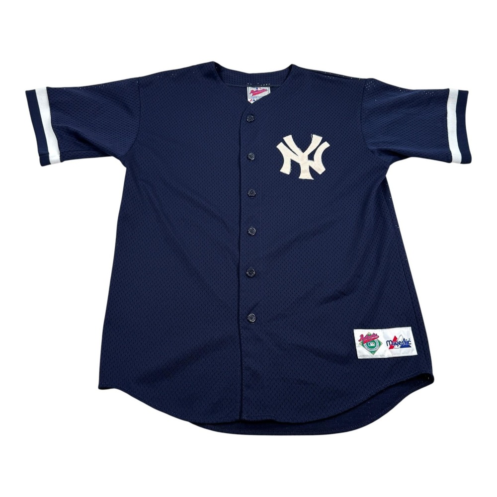 Vintage New York Yankees Jersey Mens Medium MLB Baseball Majestic Button Front
